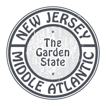 Grunge rubber stamp with name of New Jersey, Middle Atlanticのイラスト素材
