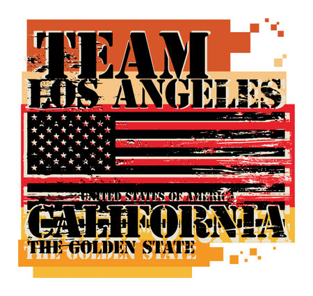 Grunge rubber stamp with name of California, Los Angelesのイラスト素材