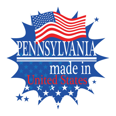 Label with flag and text Made in Pennsylvaniaのイラスト素材