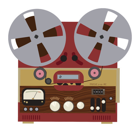 Vintage analog stereo reel to reel tape recorderのイラスト素材