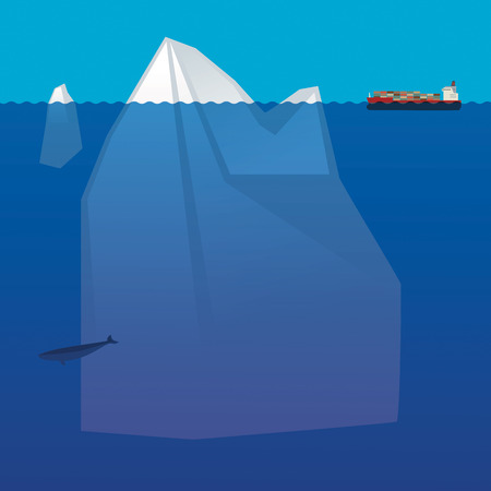 Cargo Container Ship in arctic oceanのイラスト素材