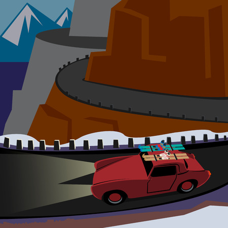 Winter mountain adventure backgroundのイラスト素材