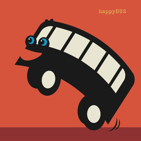 Happy cartoon busのイラスト素材