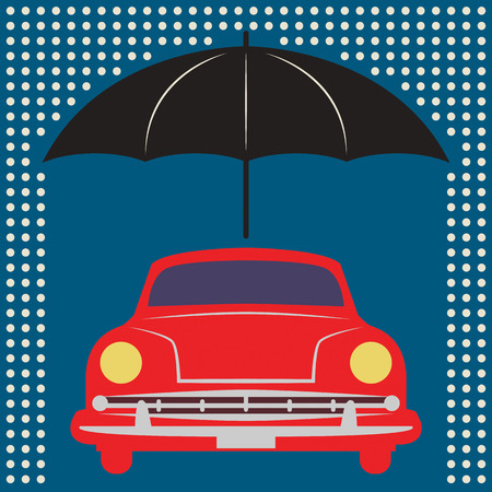 Car under umbrellaのイラスト素材