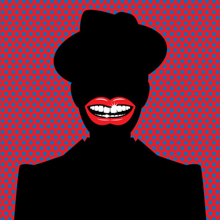 Open red lips with teeth abstractのイラスト素材