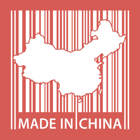 Stamp or label with bar code and text Made in Chinaのイラスト素材