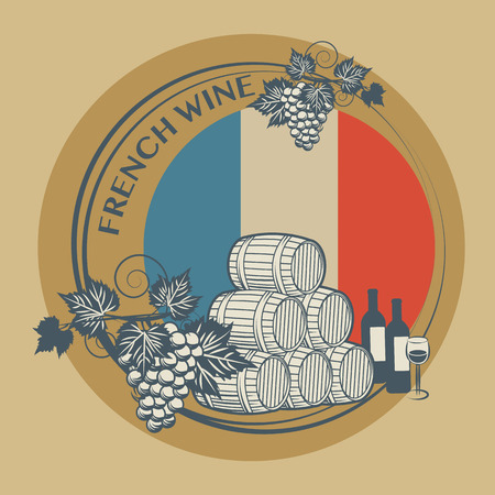 Stamp or label with words French Wineのイラスト素材