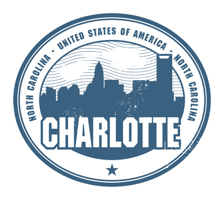 Grunge rubber stamp with name of North Carolina, Charlotteのイラスト素材
