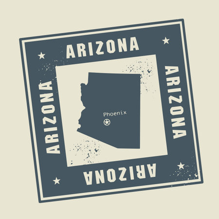 Grunge rubber stamp with name and map of Arizona, USAのイラスト素材