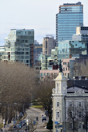 VILNIUS, LITHUANIA - MAR 20  New modern skyscrapers and Electricity building in downtown on March 20, 2014 in Vilnius, Lithuania  のeditorial素材