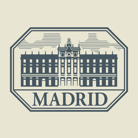 Stamp or label with word Madrid insideのイラスト素材