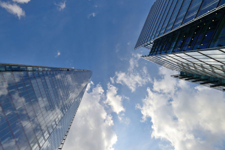 LONDON - OCTOBER 03: Modern office buildings on October 03, 2014 in London, UK. London. London is one of the most important cultural, finance and trade centres in the world.のeditorial素材