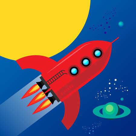 Rocket in space, vector illustrationのイラスト素材
