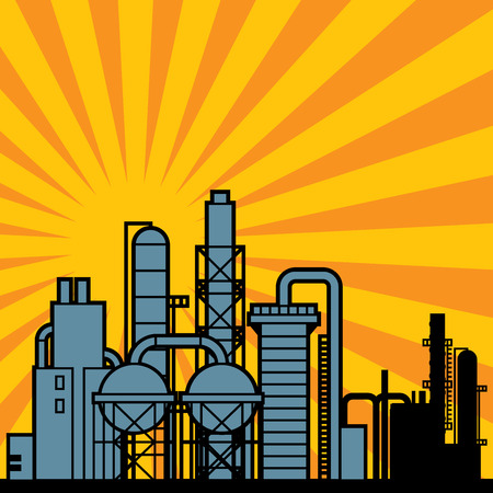 Oil refinery factory, vector illustrationのイラスト素材