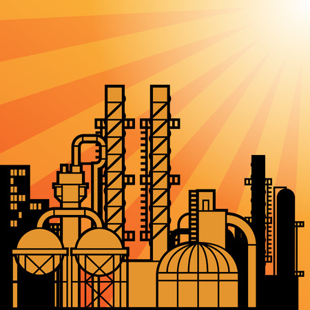 Oil refinery factory, vector illustrationのイラスト素材