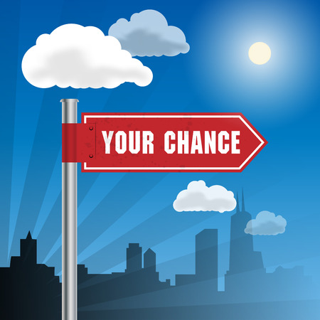 Red road sign with word Your Chance, vector illustrationのイラスト素材