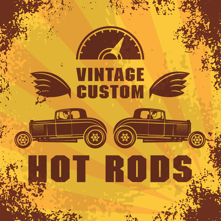 Retro Hot Rod poster, vector illustrationのイラスト素材