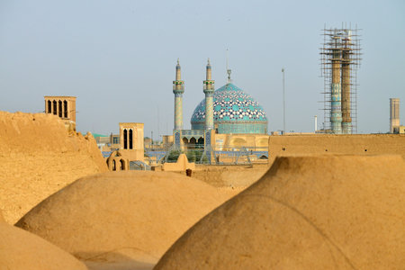 Panorama of Yazd. Yazd  is the capital of Yazd Province Iran and a centre of Zoroastrian culture.のeditorial素材