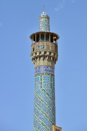 ISFAHAN  APRIL 18: minaret of the Jameh Mosque of Isfahan Iran on April 18 2015. This is one of the oldest mosques still standing in Iran. This mosque is a UNESCO World Heritage Site.のeditorial素材