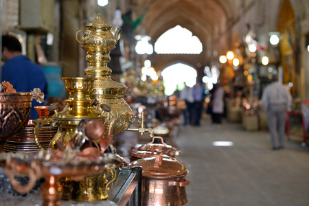 ISFAHAN  APRIL 19: Traditional iranian souvenirs in market Bazaar in Isfahan Iran on April 19 2015. Bazaar of Isfahan is the most important tourist attraction in Isfahan Iran.のeditorial素材