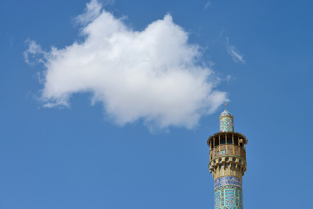 ISFAHAN - APRIL 18: minaret of the Jameh Mosque of Isfahan, Iran on April 18, 2015. This is one of the oldest mosques still standing in Iran. This mosque is a UNESCO World Heritage Site.のeditorial素材