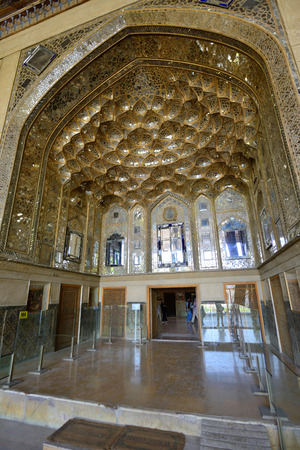 ISFAHAN  APRIL 19: interior of the Chehel Sotoun palace in Isfahan Iran on April 19 2015. Chehel sotoun was built in 1646 by Shah Abbas II to be used for his entertainment and receptions.のeditorial素材