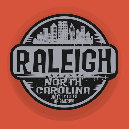 Stamp or label with name of Raleigh, North Carolina, vector illustrationのイラスト素材