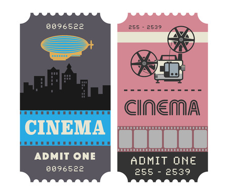 Retro cinema ticket, vector illustrationのイラスト素材