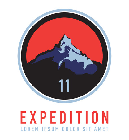 Mountain expedition label or symbol, vector illustrationのイラスト素材
