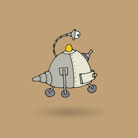 Cute robot doodle drawing, vector illustrationのイラスト素材