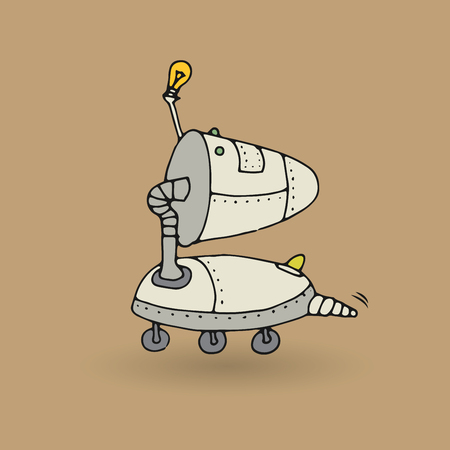 Cute robot doodle drawing, vector illustrationのイラスト素材