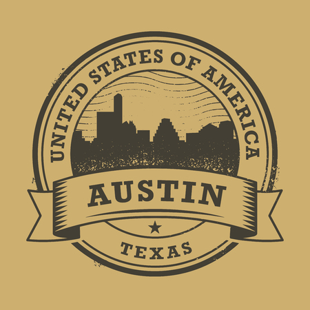 Grunge rubber stamp or label with name of Texas, Austin, vector illustrationのイラスト素材