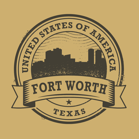 Grunge rubber stamp or label with name of Forth Worth, Texas, vector illustrationのイラスト素材