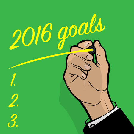 Man Hand writing 2016 Goals, vector illustrationのイラスト素材