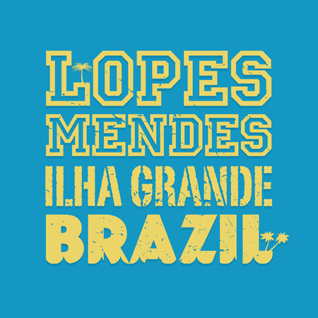 Vintage beach typography with text Lopes Mendes, Ilha Grande, Brazil, vector illustrationのイラスト素材