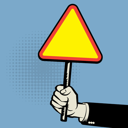 Empty road sign in a hand, vector illustrationのイラスト素材