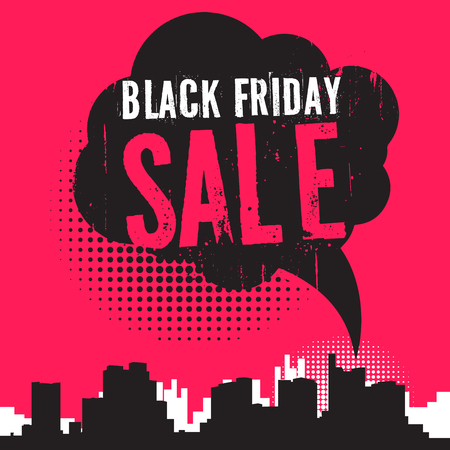 Comic style speech bubble, business concept with text Black Friday Sale, vector illustrationのイラスト素材