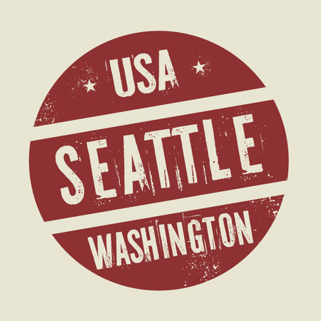 Grunge vintage round stamp with text Seattle, Washington, vector illustrationのイラスト素材