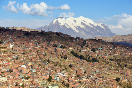 View of La Paz, Bolivia. La Paz is the highest administrative capital in the worldの写真素材
