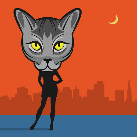 Fashion cat woman abstract background, vector illustrationのイラスト素材