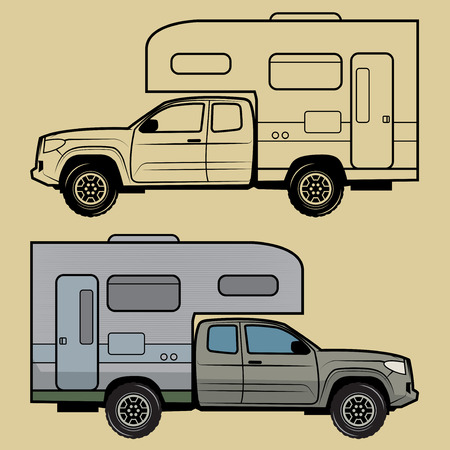 Off-road outdoor camping car, vector illustrationのイラスト素材