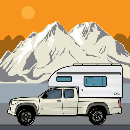 Off-road outdoor camping car, vector illustrationのイラスト素材
