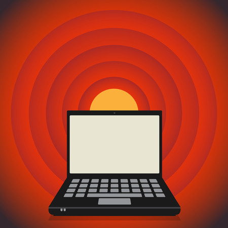 Laptop or notebook computer on abstract color background, business concept with empty screen, vector illustrationのイラスト素材