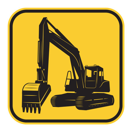 Excavator abstract emblem, vector illustrationのイラスト素材