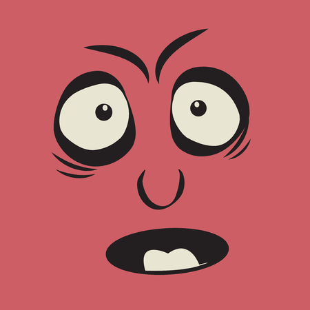 Cartoon funny face expression, vector illustrationのイラスト素材