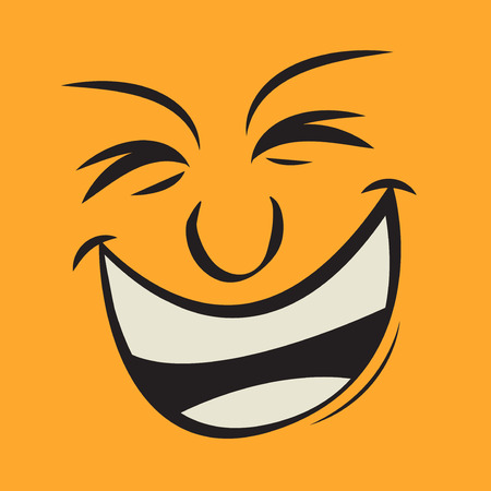 Cartoon funny face expression, vector illustrationのイラスト素材