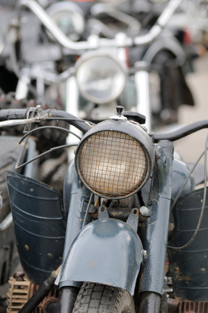 VILNIUS, LITHUANIA - MAY 1: Detail of vintage motorbike in a parking on May 1, 2010 in Vilnius, Lithuania. Vilnius is largest city in Lithuania.のeditorial素材