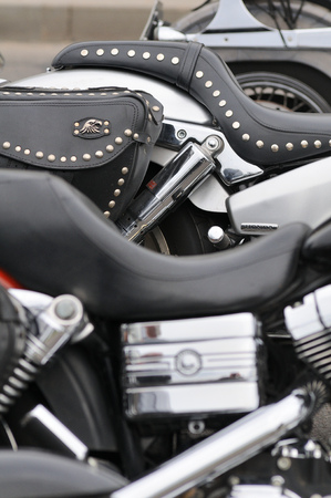 VILNIUS, LITHUANIA - MAY 1: Detail of motorbike in a parking on May 1, 2010 in Vilnius, Lithuania. Vilnius is largest city in Lithuania.のeditorial素材