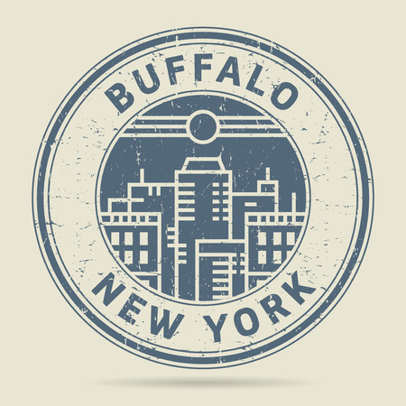 Grunge rubber stamp or label with text Buffalo, New York written inside, vector illustrationのイラスト素材