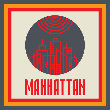 Sticker emblem design. Manhattan, New York City, vector illustration.のイラスト素材